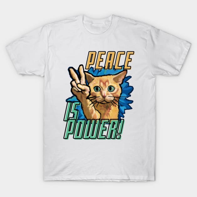 Peace Power Cat T-Shirt by missdebi27